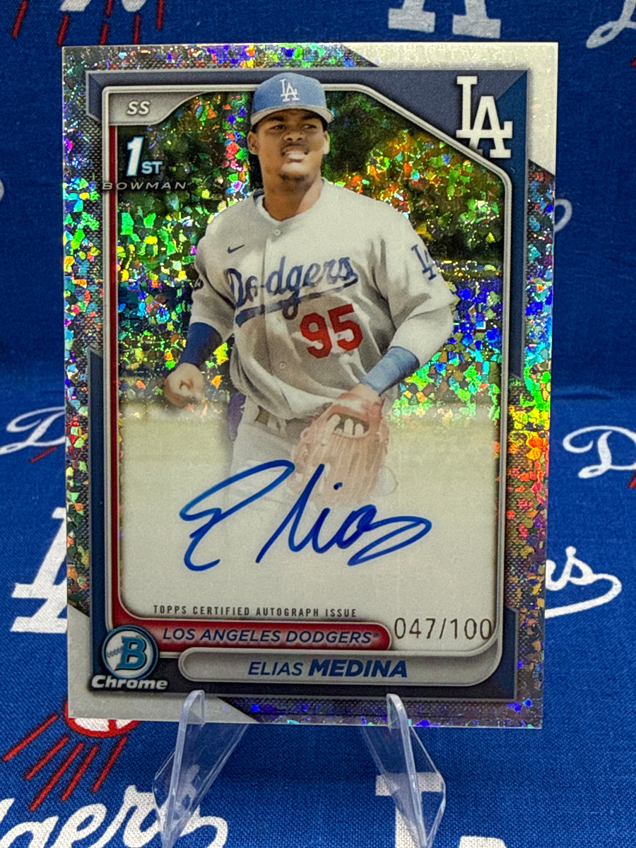 2024 Bowman Chrome Elias Medina 1st Bowman Auto #CPA-EME Speckle Refractor 047/100 Dodgers