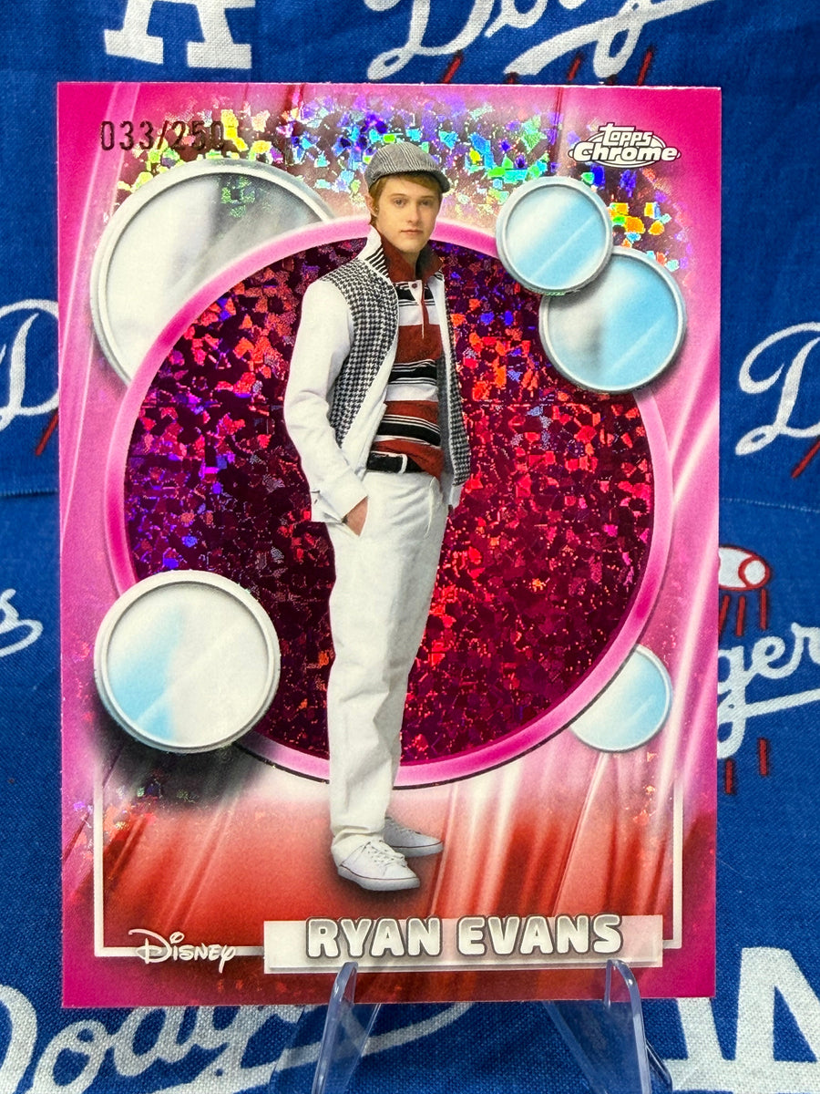 2026 Topps Chrome Disney Ryan Evans #185 Pink Sparkle Refractor Numbered 033/250 High School Musical