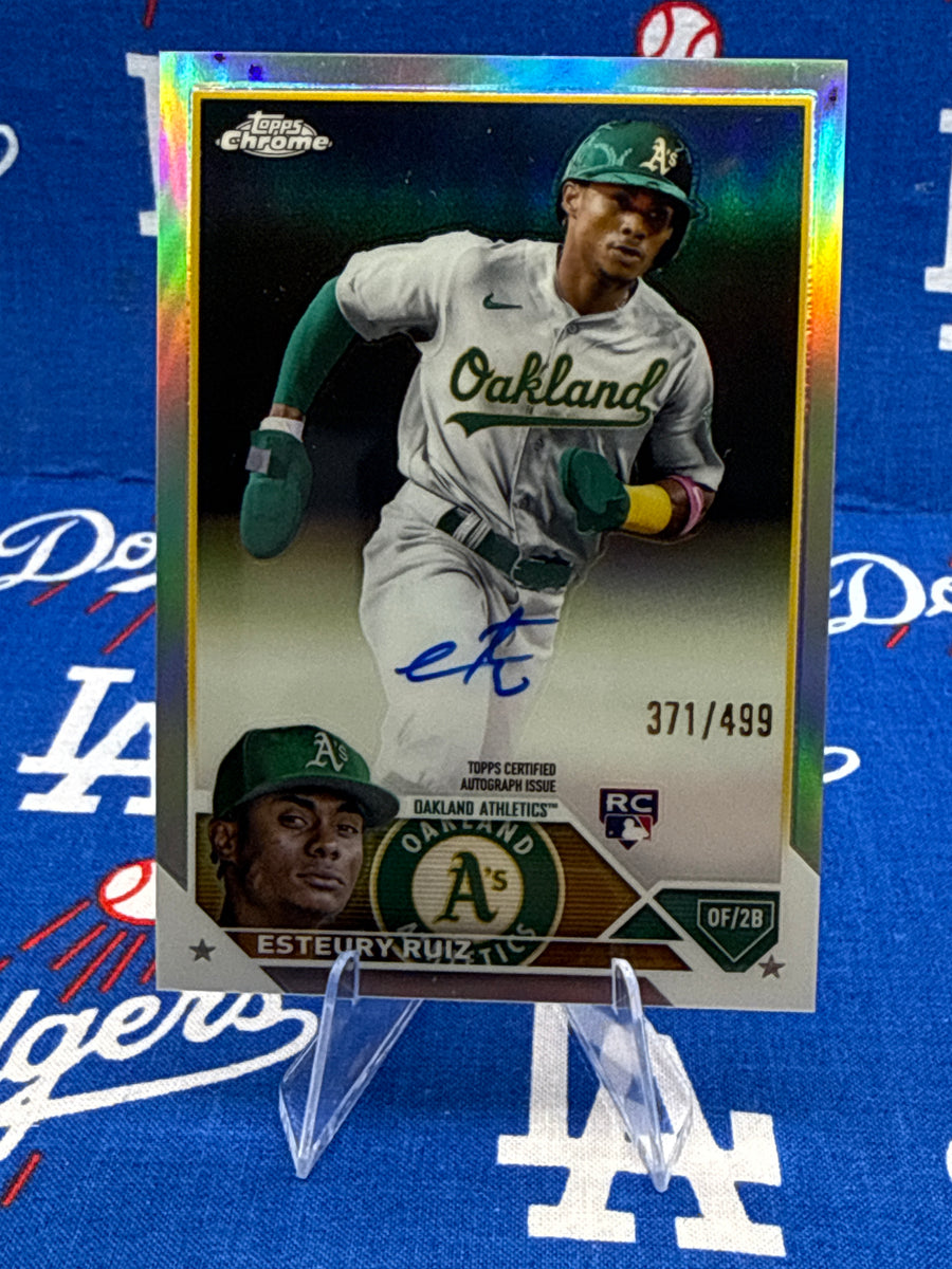 2023 Topps Chrome Esteury Ruiz RC Auto Refractor #RA-ERU Numbered 371/499 Oakland Athletics Raw