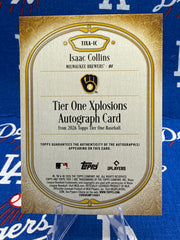 2026 Topps Tier One Isaac Collins Tier One Xplosions Autograph #TIXA-IC 74/99 — Milwaukee Brewers