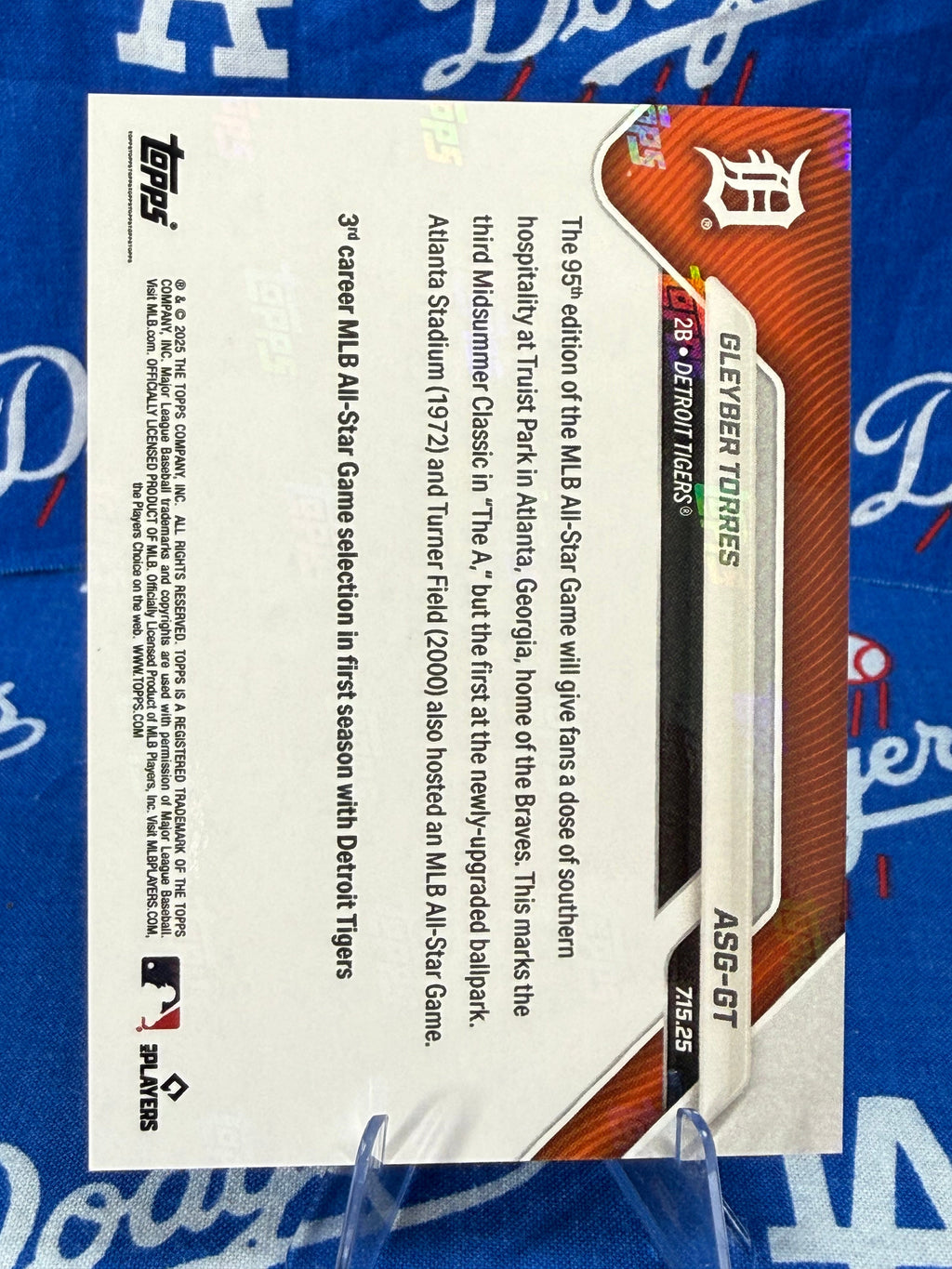2025 Topps Now Gleyber Torres #ASG-GT Gold Parallel 22/50 2025 MLB All-Star Game Selection Detroit Tigers