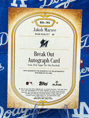 2026 Topps Tier One Jakob Marsee Break Out Autograph #BOA-JMA Numbered 071/249 Miami Marlins