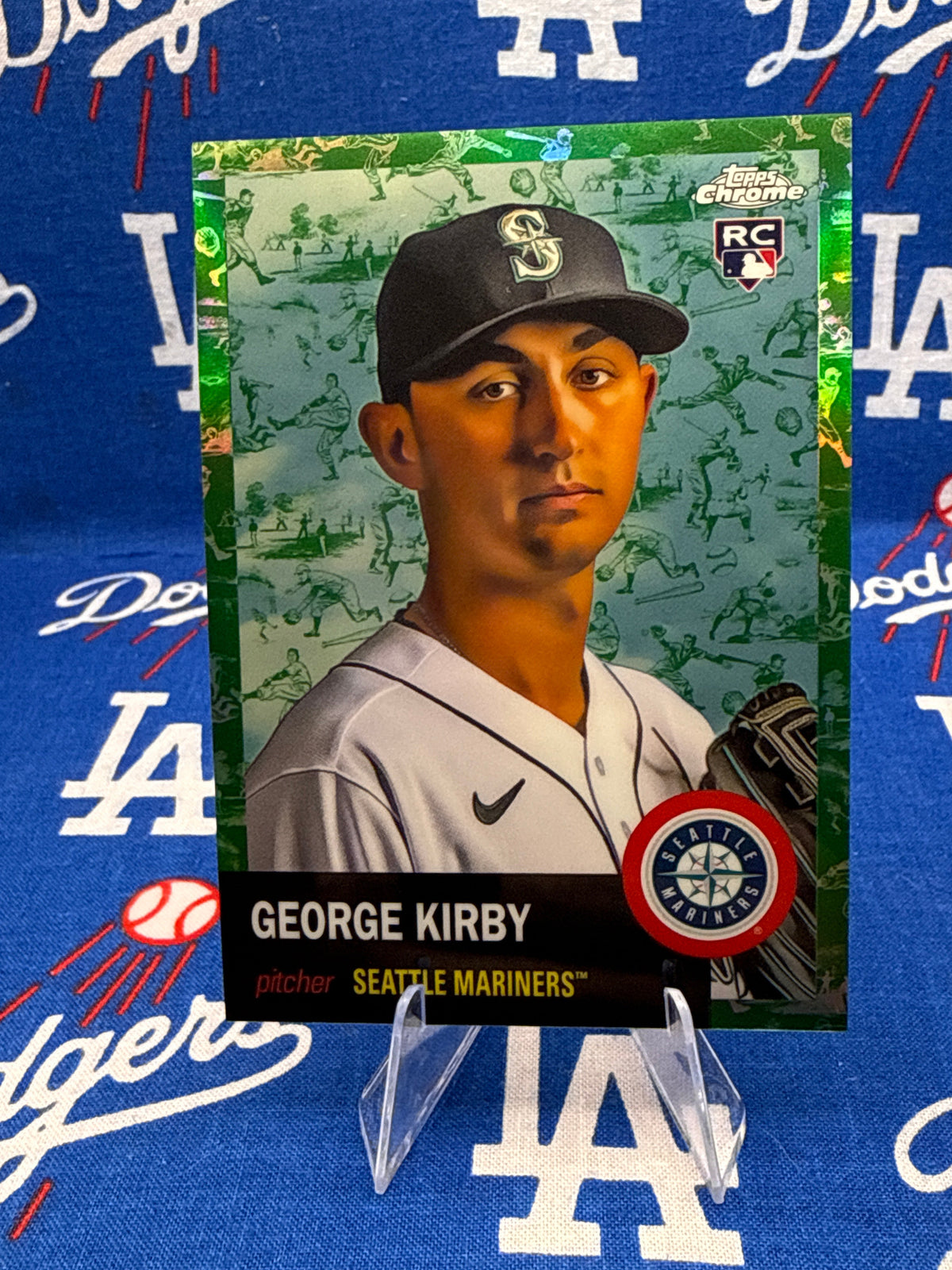 2022 Topps Chrome Platinum Anniversary George Kirby RC Auto /99 Green Toile Refractor #460 — Seattle Mariners