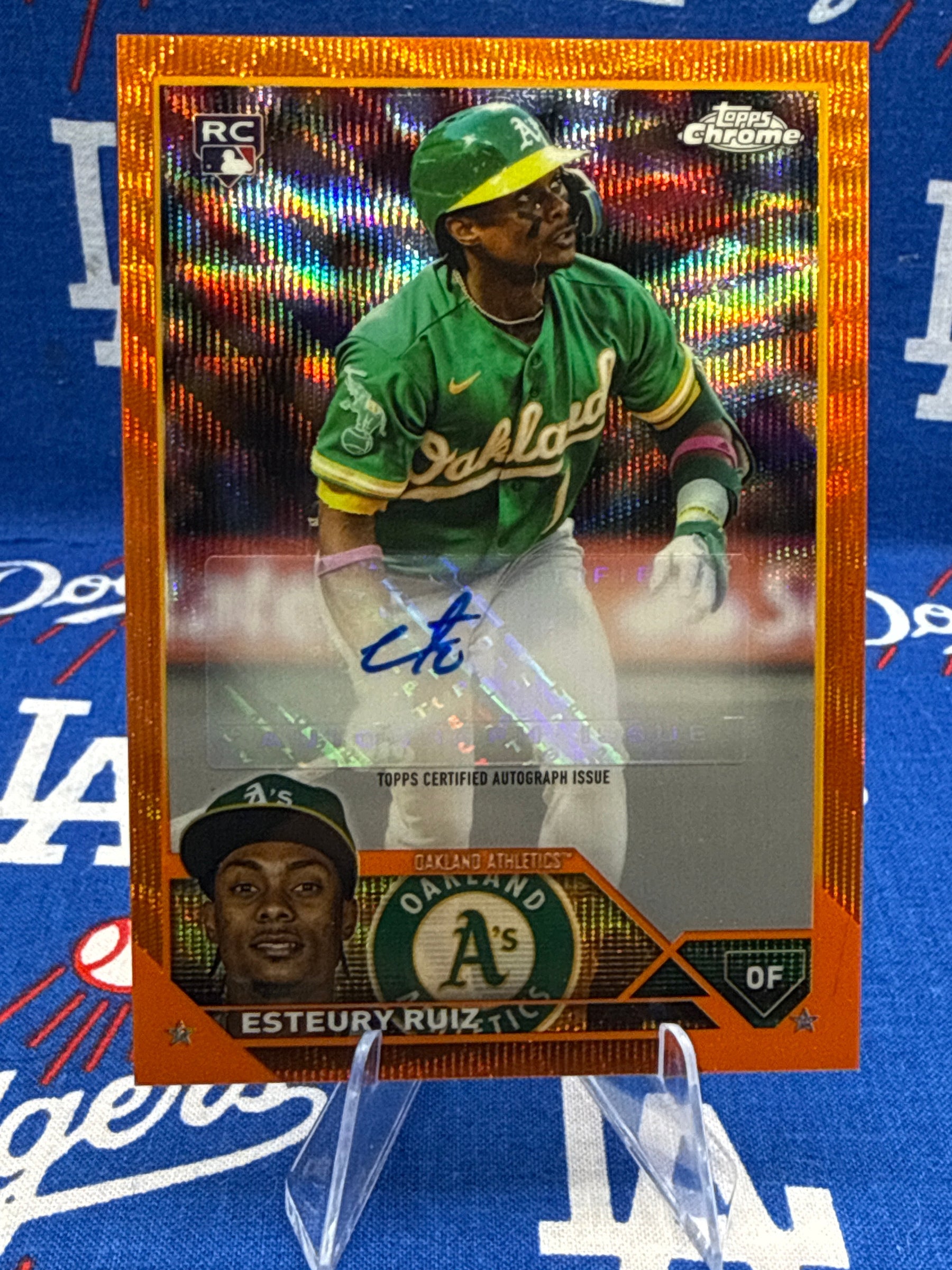 2023 Topps Chrome Esteury Ruiz Orange Refractor Auto RC #AC-ER Numbered /25 Oakland Athletics