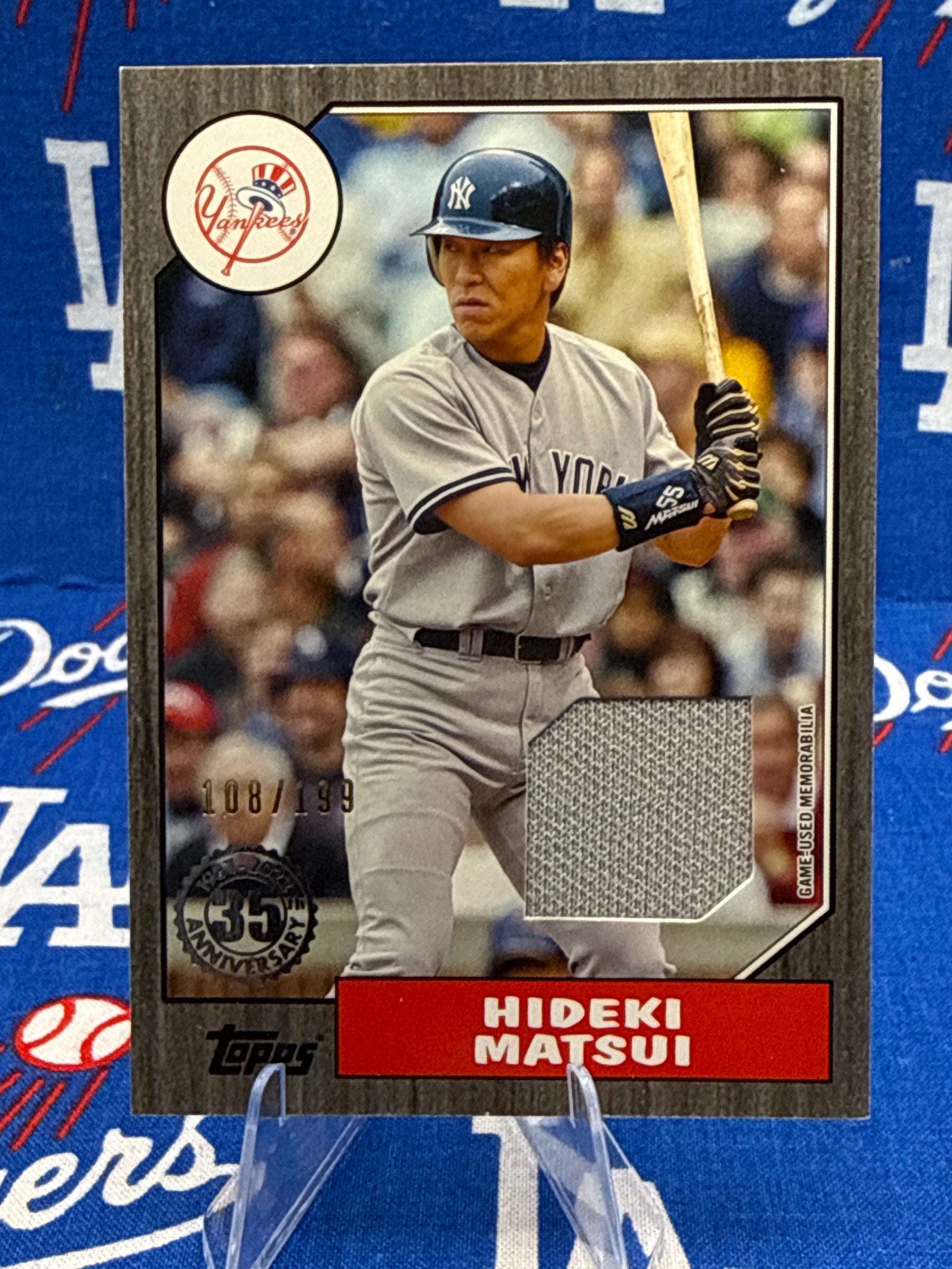 2022 Topps Series 1 Hideki Matsui 1987 Topps Relic #87R-HM 108/199 — Game-Used Jersey