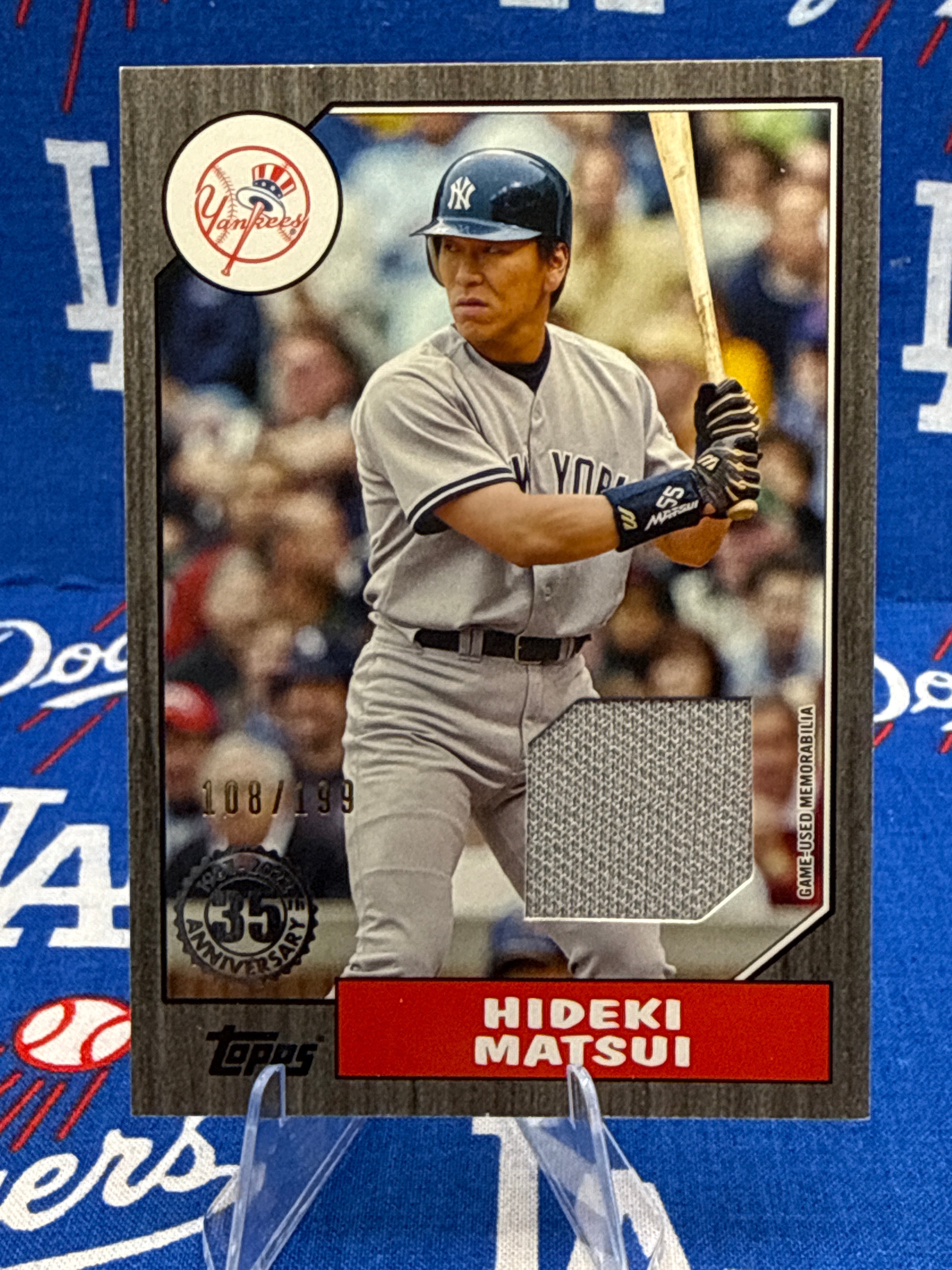 2022 Topps Series 1 Hideki Matsui 1987 Topps Relic #87R-HM 108/199 — Game-Used Jersey
