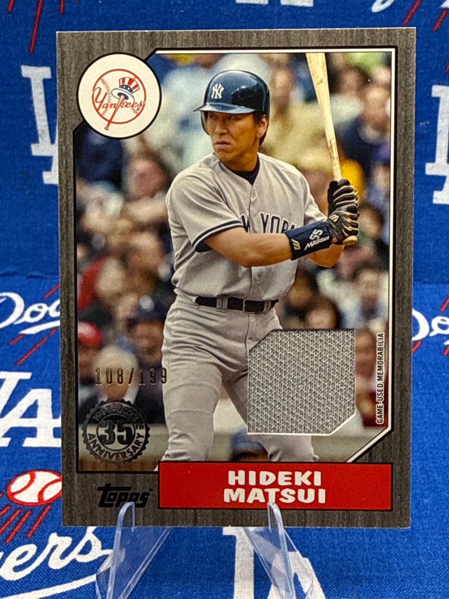 2022 Topps Series 1 Hideki Matsui 1987 Topps Relic #87R-HM 108/199 — Game-Used Jersey
