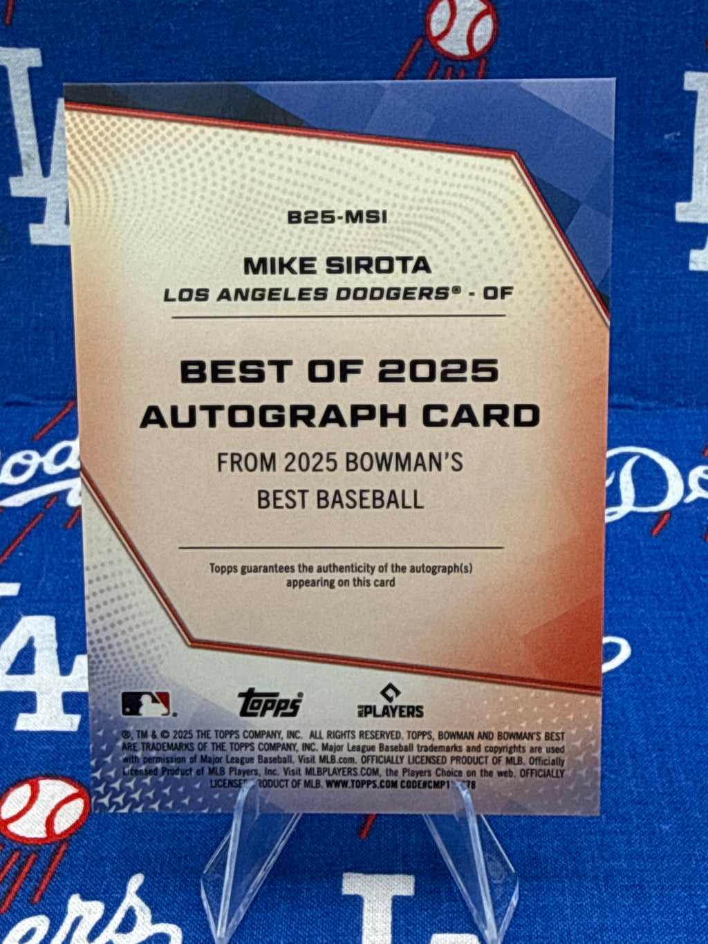 2025 Bowman's Best Mike Sirota Best of 2025 Autograph #B25-MSI Dodgers