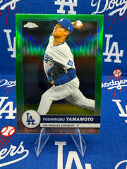 2026 Topps Chrome Flagship Yoshinobu Yamamoto Green Refractor #72 Numbered 75/99 Los Angeles Dodgers
