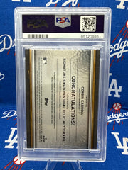 2023 Topps Museum Collection Corbin Carroll Sig Swatch Dual Relic Auto #CC PSA 8 NM-MT RC /399