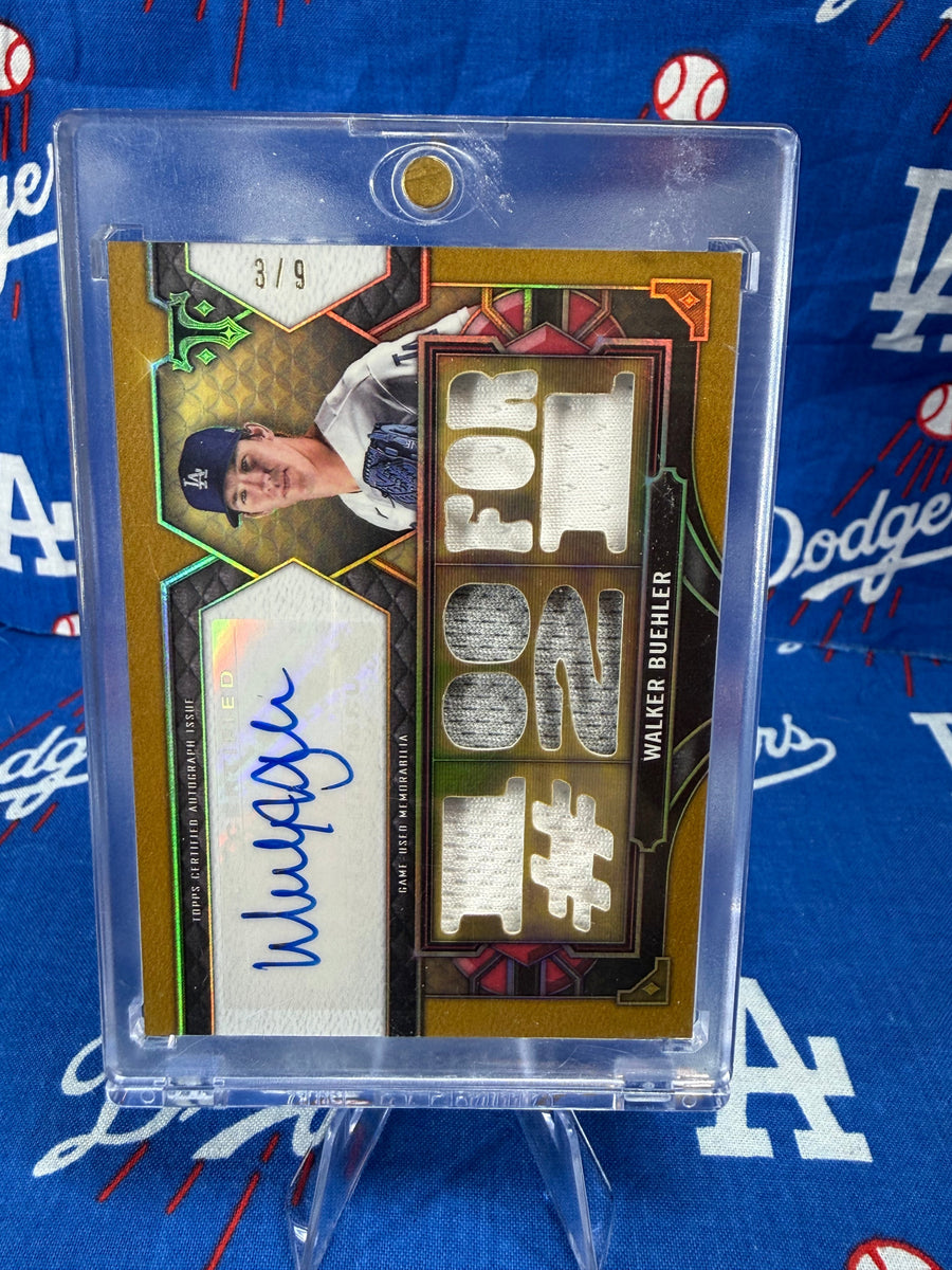 2022 Topps Triple Threads Walker Buehler Gold Auto Letter Relic #TIAR-WB3 Numbered 3/9 Los Angeles Dodgers P