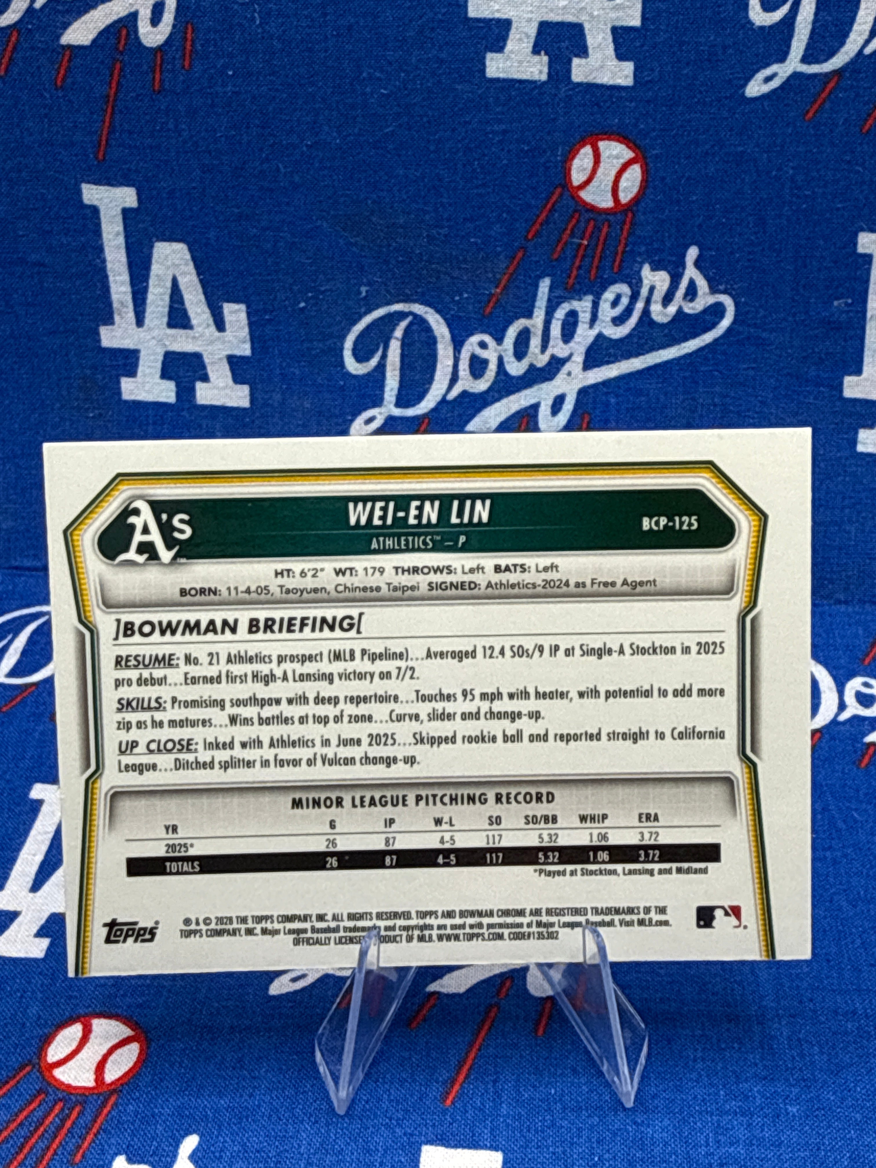 2026 Bowman Chrome - Wei-En Lin #BCP-125 Oakland Athletics 1st Bowman Logofractor SP