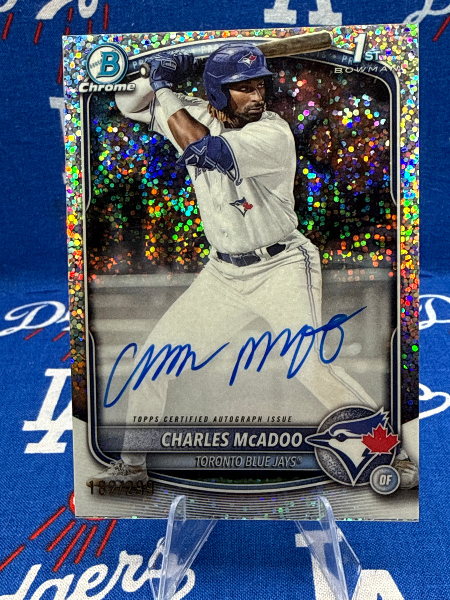 2025 Bowman Chrome Charles McAdoo Mini Diamond Refractor Prospect Auto 1st Bowman #CPA-CMA Numbered 182/299 Toronto Blue Jays