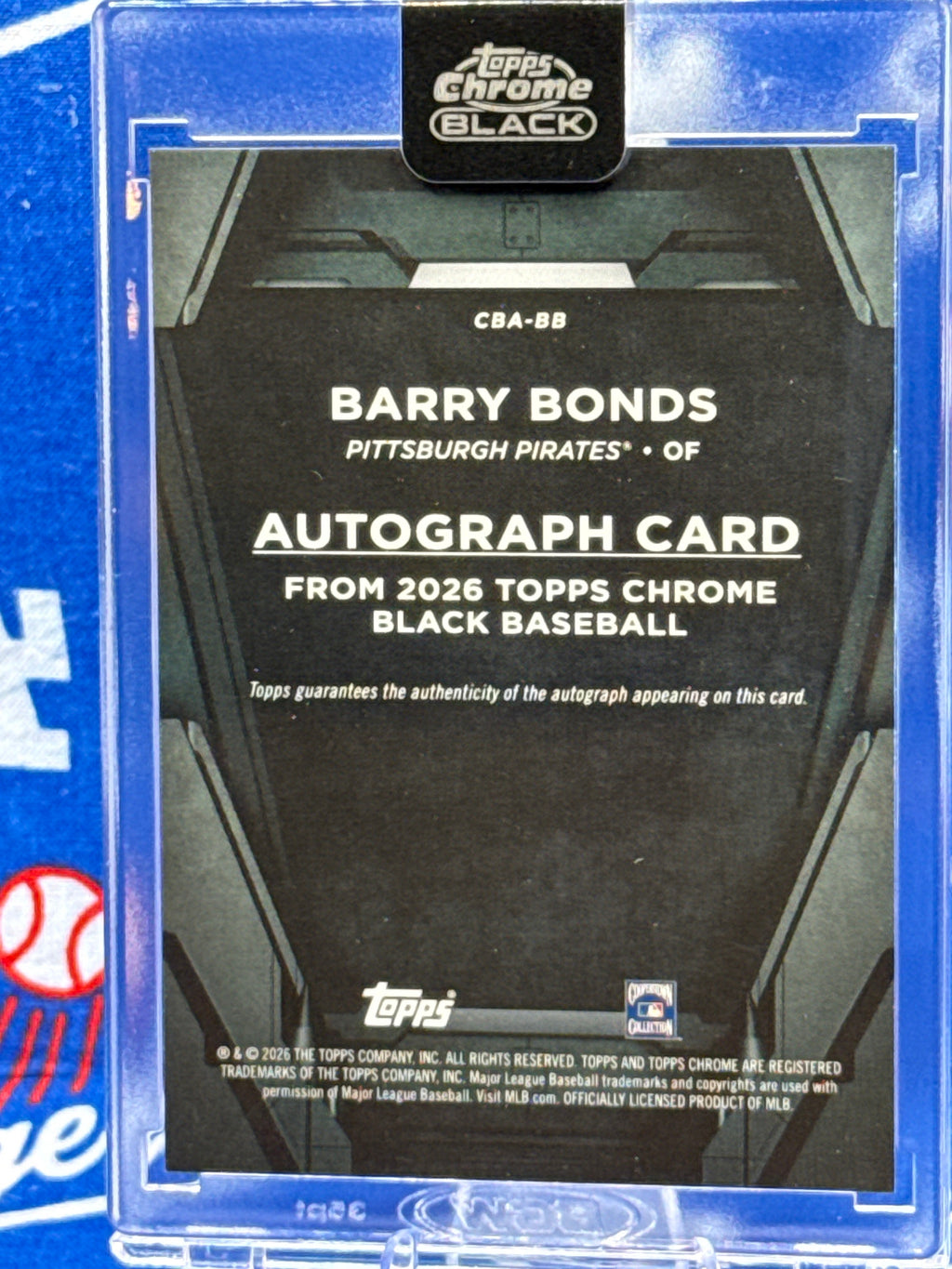 2026 Topps Chrome Black Barry Bonds Autograph Card #16/25 CBA-BB Pittsburgh Pirates