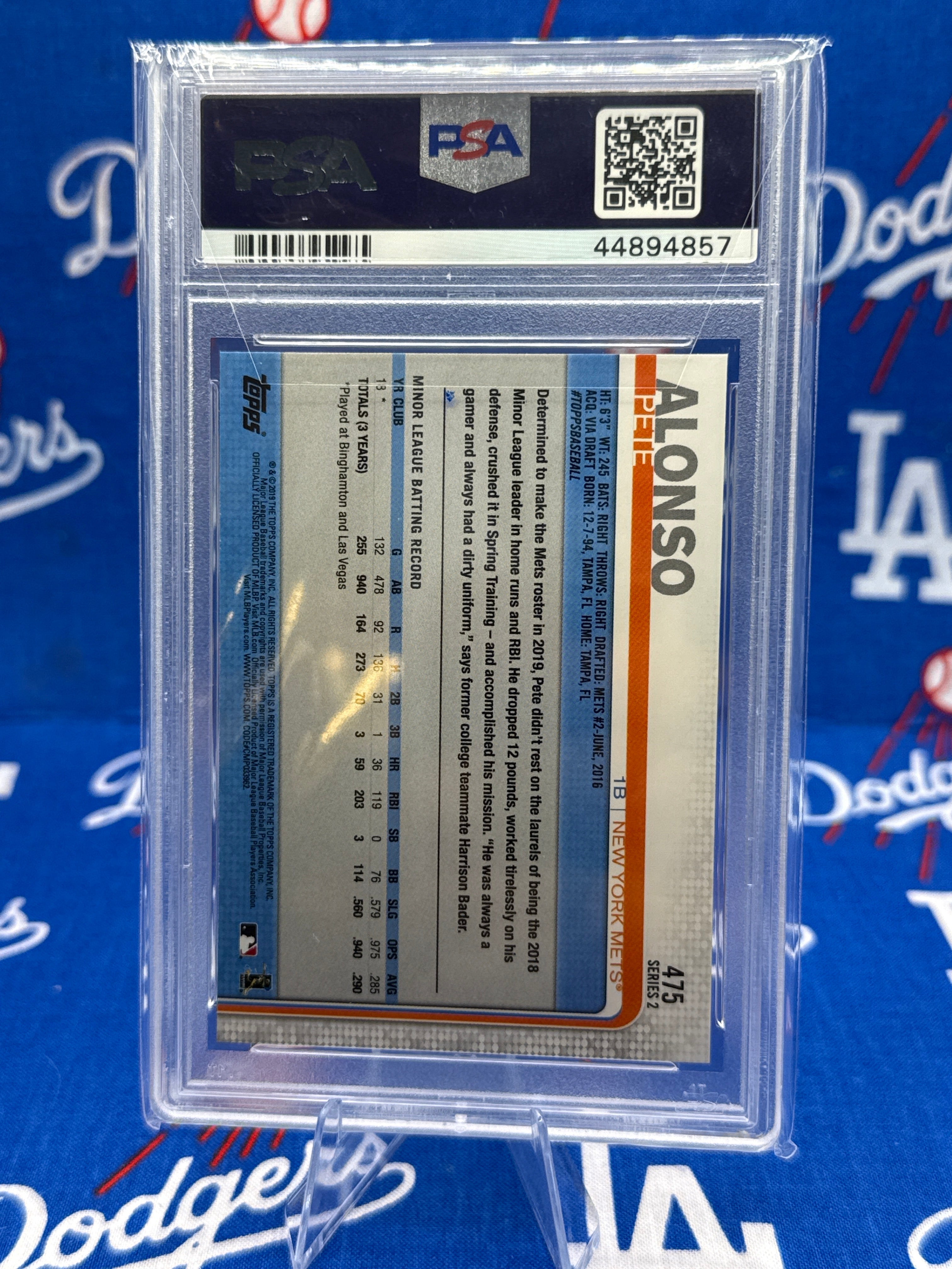 Pete Alonso 2019 Topps Series 2 Rookie Card #475 PSA 10 GEM MINT — New York Mets