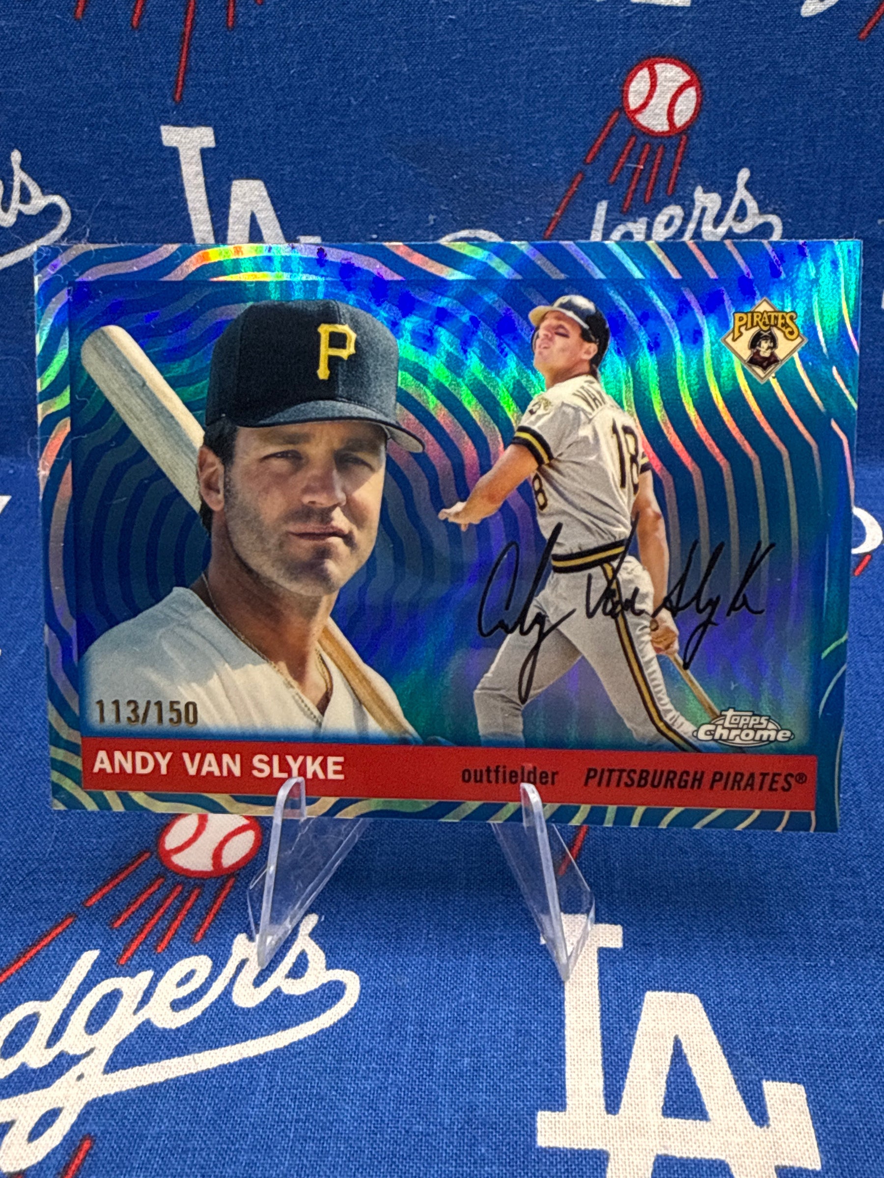 2025 Topps Chrome Andy Van Slyke #491 Mojo Refractor Auto 113/150 Pittsburgh Pirates