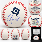 Fanatics authentication label and visible identifiers on the Rawlings baseball