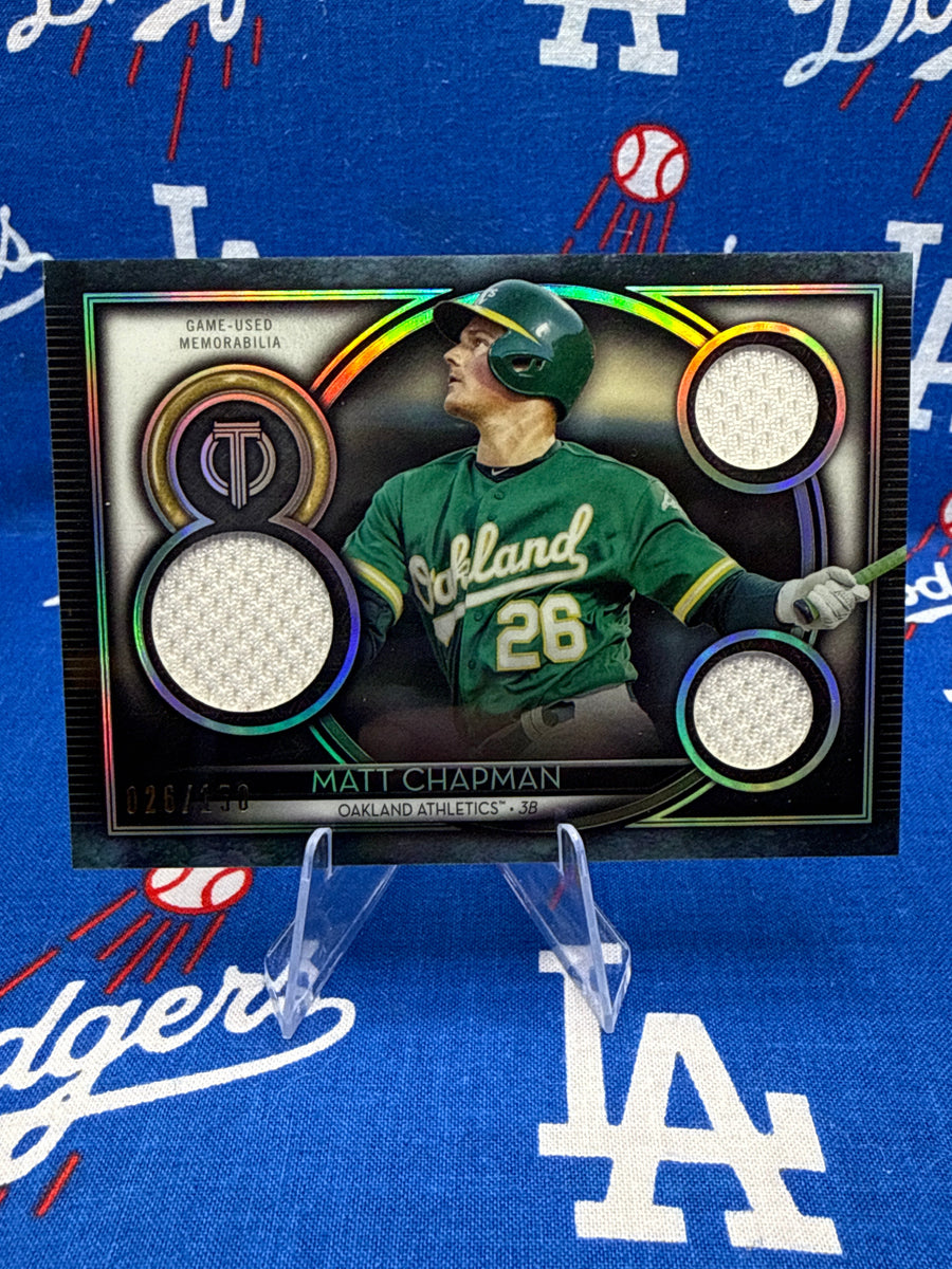 2020 Topps Tribute Matt Chapman Tribute Triple Relic #TTR-MC Numbered 026/150 Oakland Athletics