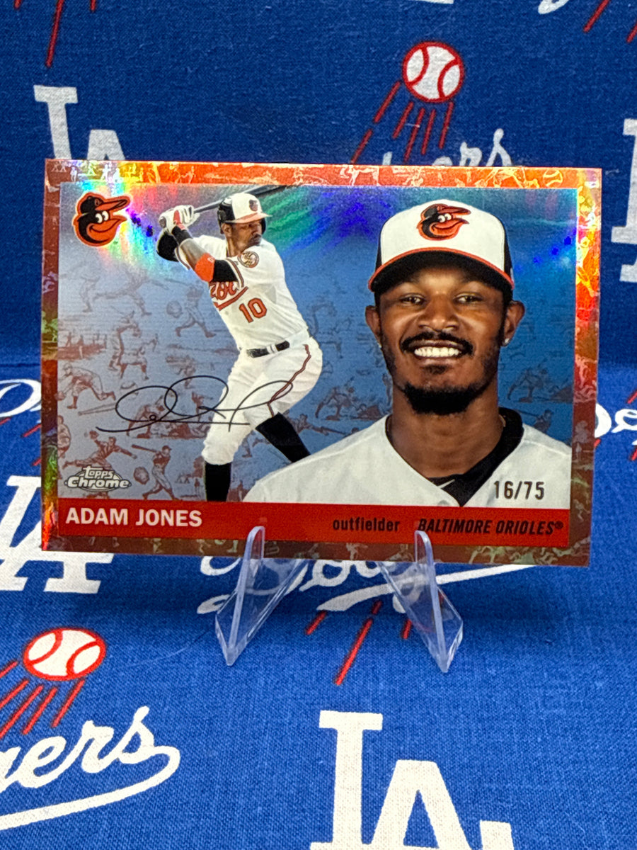 2025 Topps Chrome Adam Jones Orange Refractor /75 #343 Baltimore Orioles