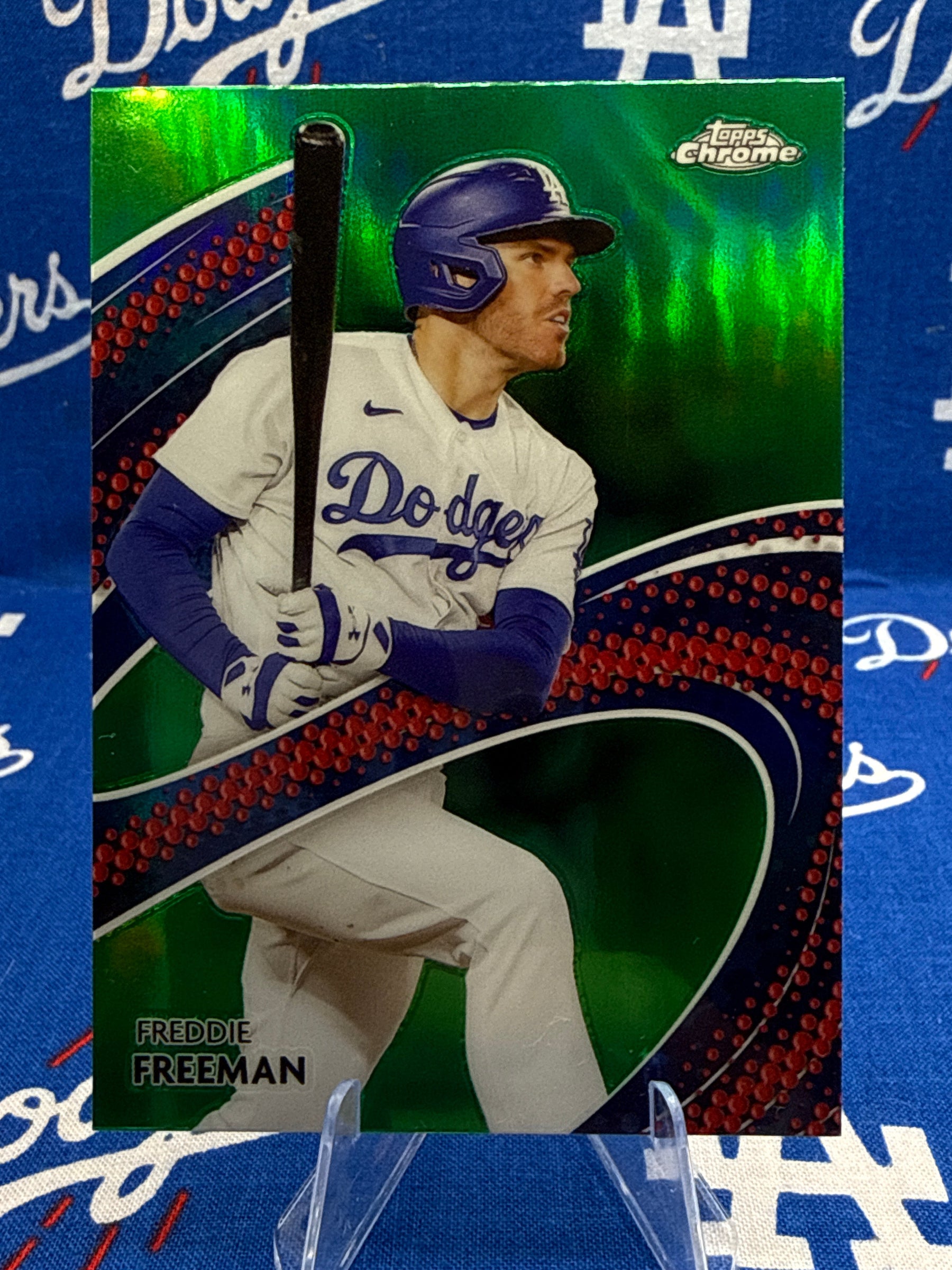 2024 Topps Chrome Freddie Freeman Strokes Insert Green Refractor #S-4 Numbered 75/99 Los Angeles Dodgers