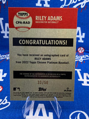 2022 Topps Chrome Platinum Riley Adams Gold Refractor RC Auto #CPA-RAD Numbered 33/50 Washington Nationals