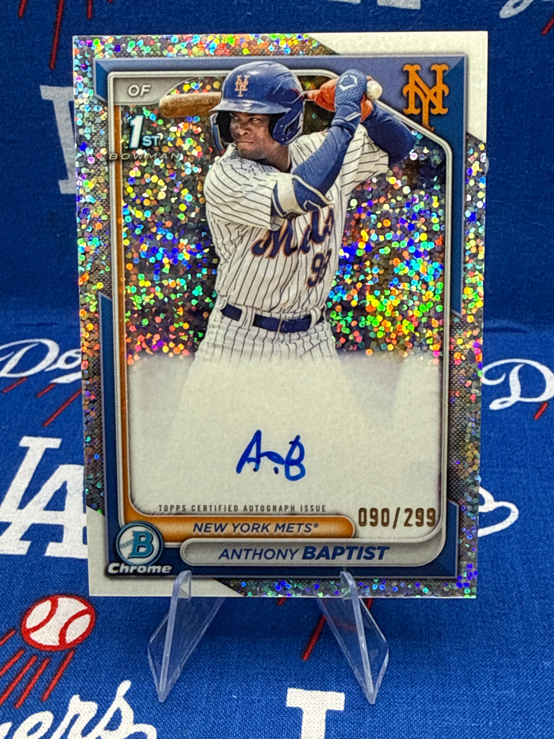 2024 Bowman Chrome Anthony Baptist 1st Bowman Auto #CPA-AB Mini Diamond Refractor 090/299 Mets