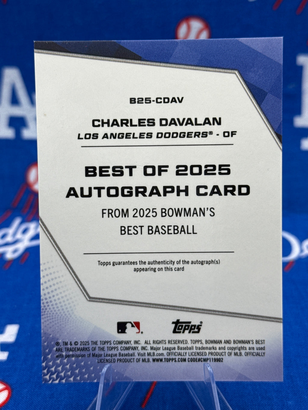 2025 Bowman's Best Charles Davalan Best of 2025 Autograph #B25-CDAV Dodgers