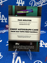 2026 Topps Finest Paul Molitor Auto #FA-PMO Cooperstown Collection - Toronto Blue Jays HOF