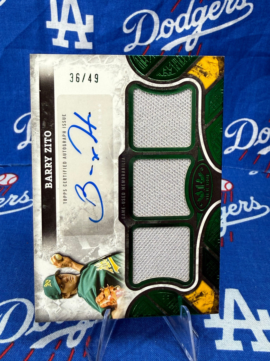 2025 Topps Tier One Barry Zito Auto Triple Relic #AT1R-BZ Numbered 36/49 Oakland Athletics