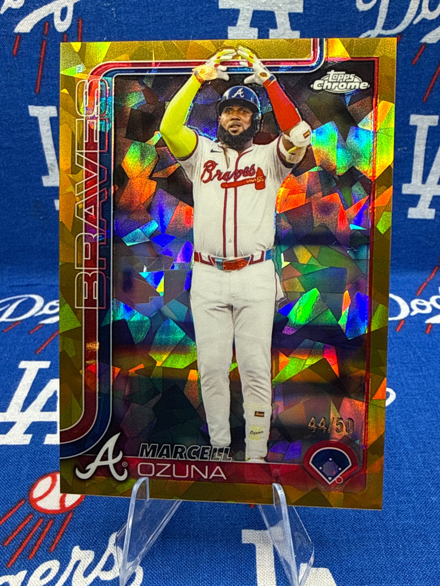 2025 Topps Chrome Marcell Ozuna #250 Gold Mojo Refractor #44/50 Atlanta Braves