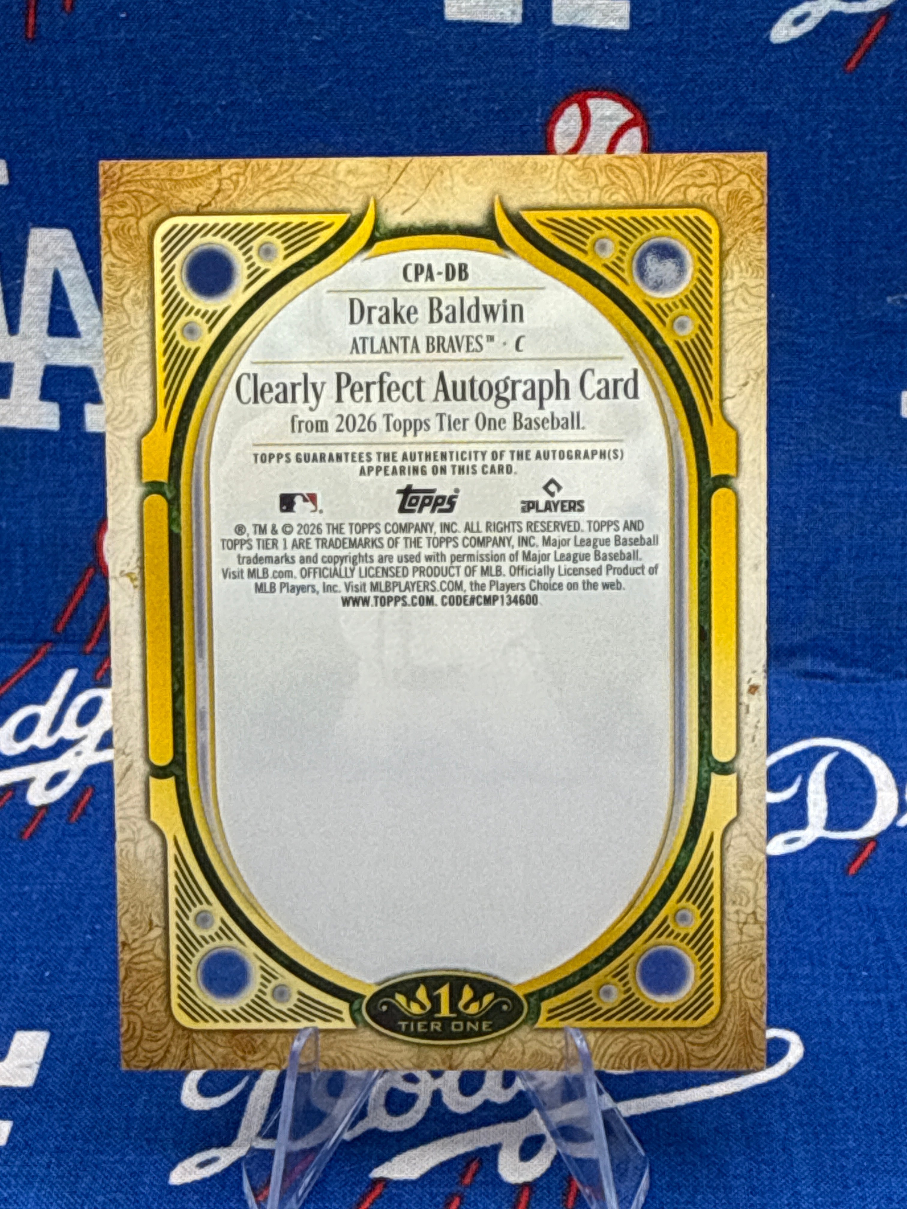 Drake Baldwin 2026 Topps Tier One Clearly Perfect Autograph #CPA-DB /75