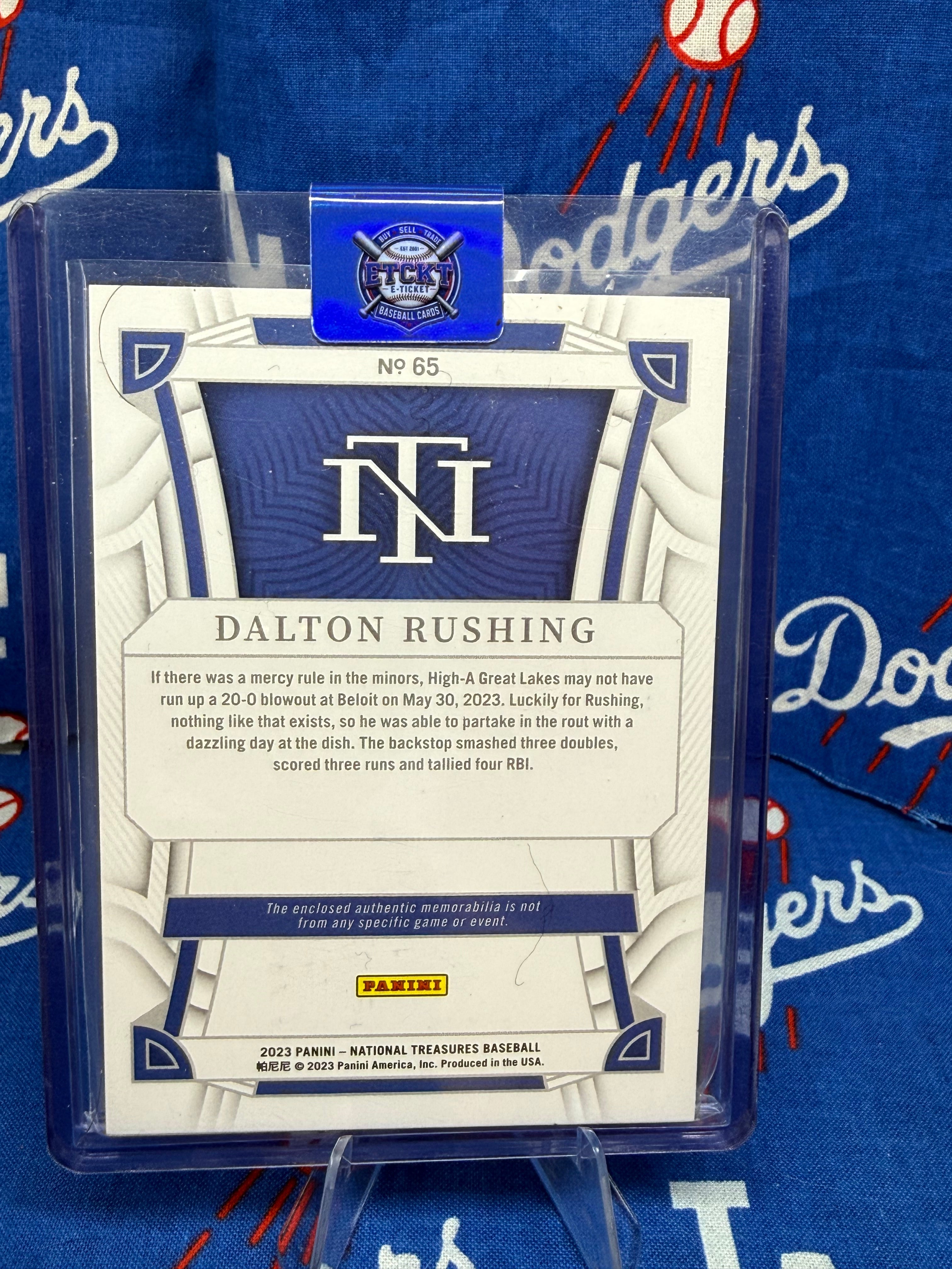 2023 Panini National Treasures Dalton Rushing Patch RC #65 Numbered 12/25 Los Angeles Dodgers