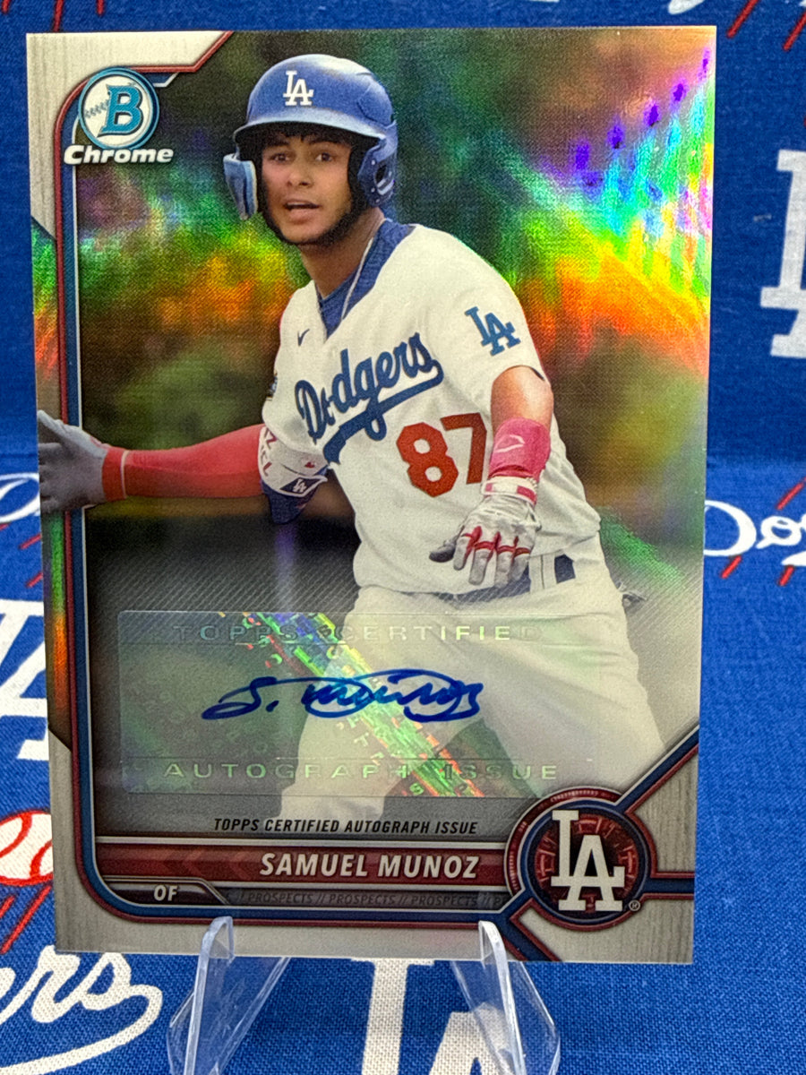 2022 Bowman Chrome Draft Samuel Munoz Image Variation Refractor Auto #BD-63 85/99 Los Angeles Dodgers
