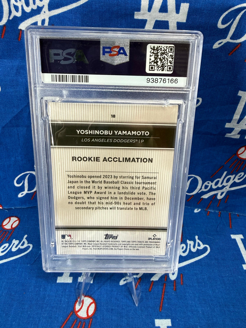 2024 Topps Tribute Yoshinobu Yamamoto #18 SP Rookie Acclimation RC PSA MINT 9 Los Angeles Dodgers P