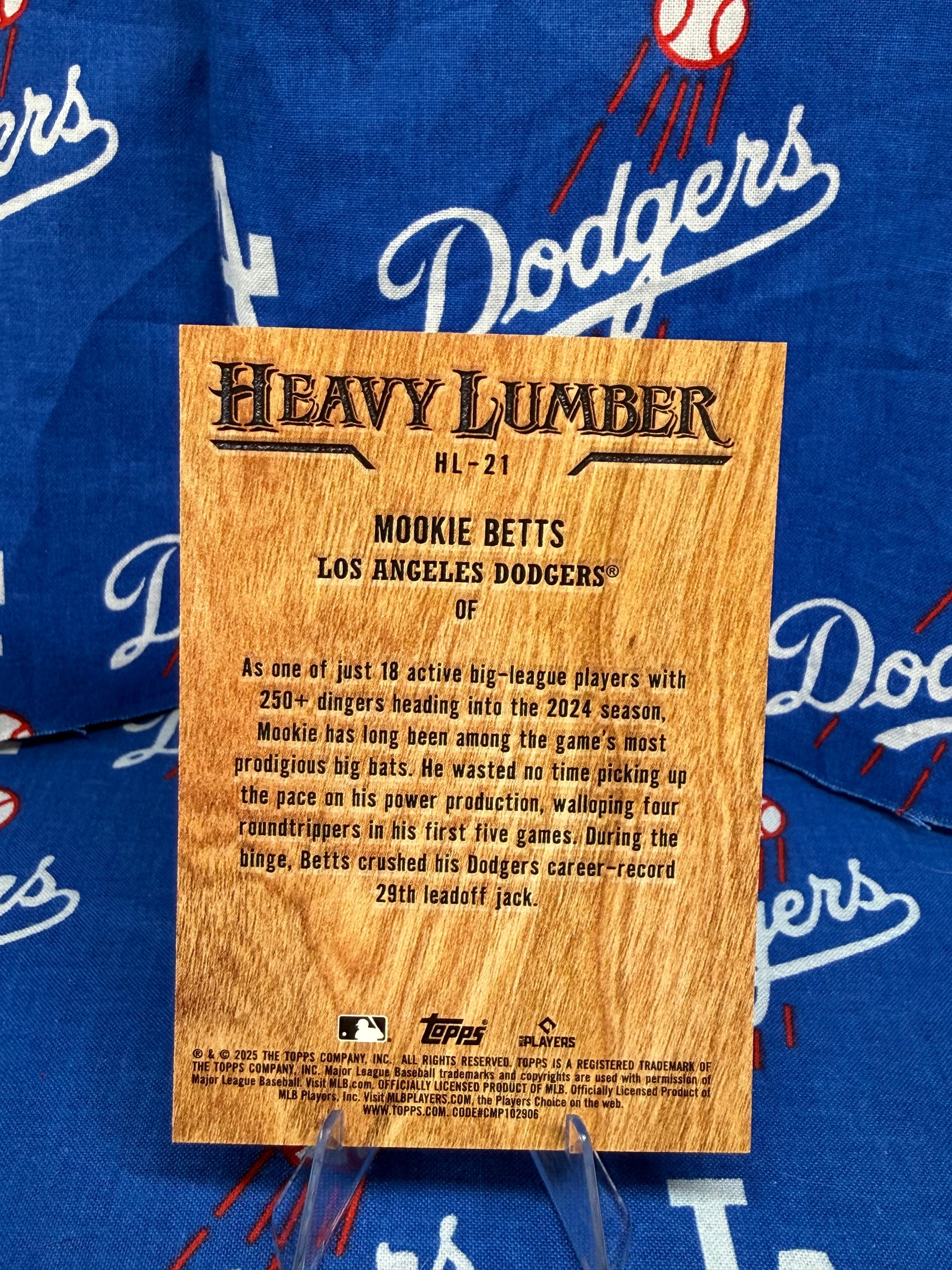 2025 Topps Heavy Lumber Mookie Betts #HL-21 Wood Card Los Angeles Dodgers