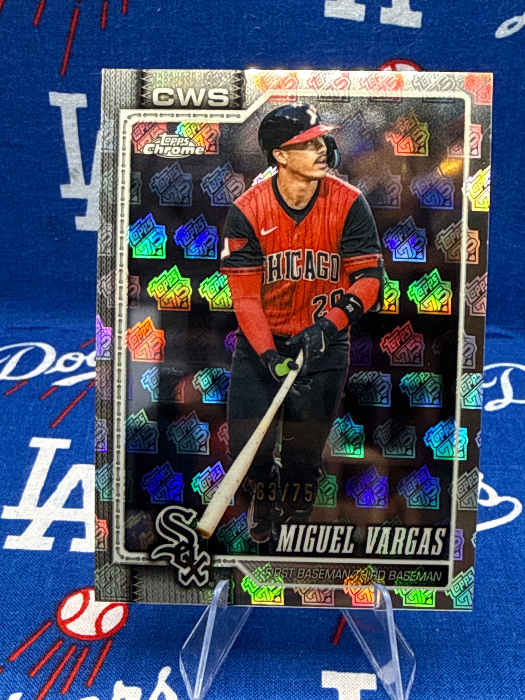2026 Topps Chrome Miguel Vargas #49 Topps 70th Anniversary Mojo Refractor #63/75 Chicago White Sox