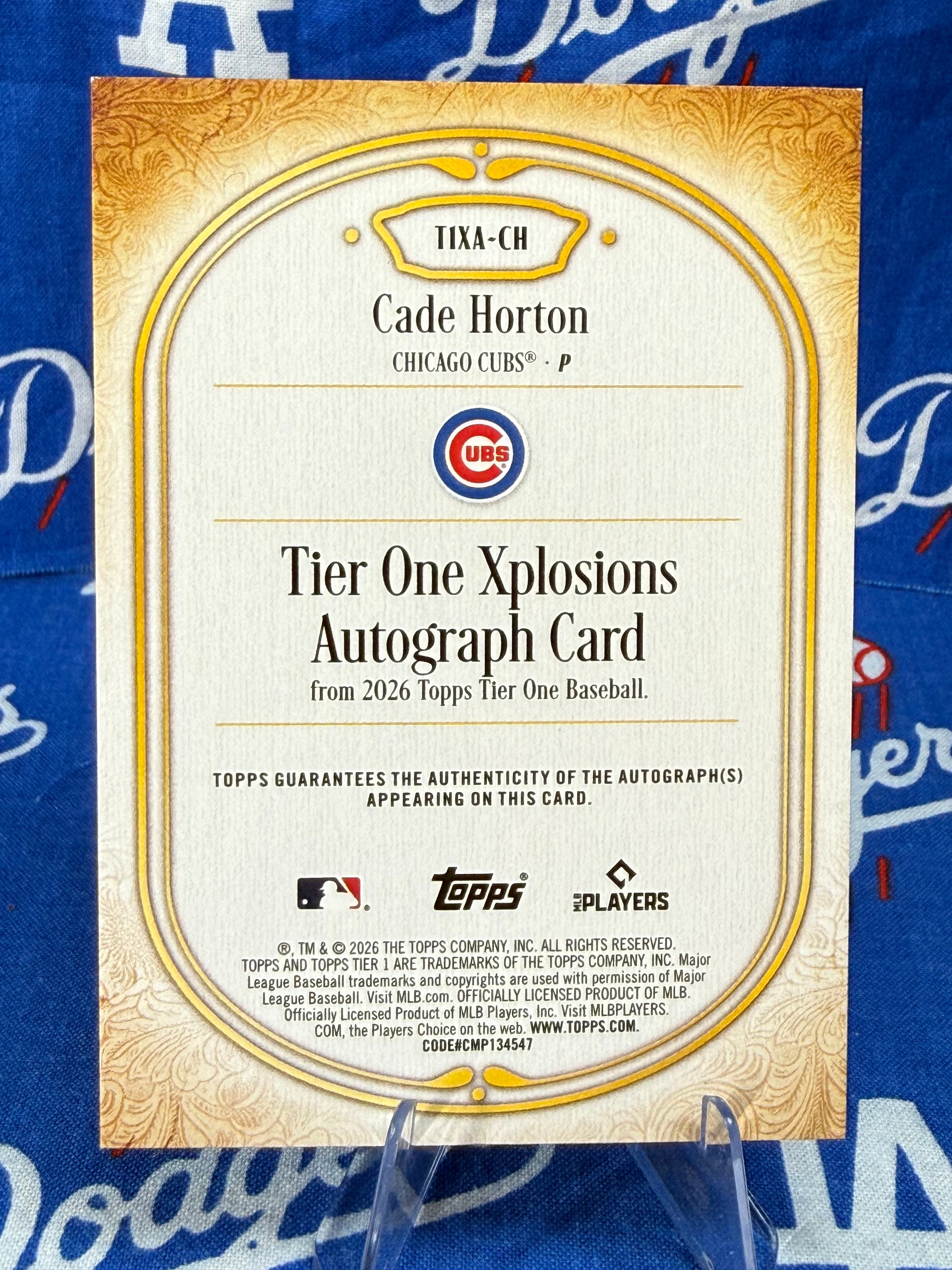 2026 Topps Tier One Cade Horton Xplosions Auto #TIXA-CH Numbered 45/99 Chicago Cubs