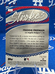 2024 Topps Chrome Freddie Freeman Strokes Insert Green Refractor #S-4 Numbered 75/99 Los Angeles Dodgers