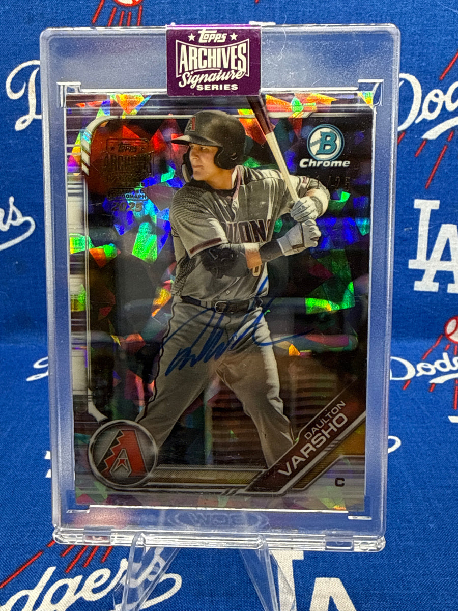 Topps Archives Signature Series Daulton Varsho 2019 Bowman Chrome Prospects Cracked Ice Refractor Auto #BDC-176 Numbered 21/25 Arizona Diamondbacks