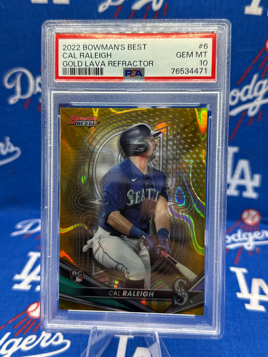 2022 Bowman's Best Cal Raleigh Gold Lava Refractor #6 /75 PSA 10 GEM MT RC