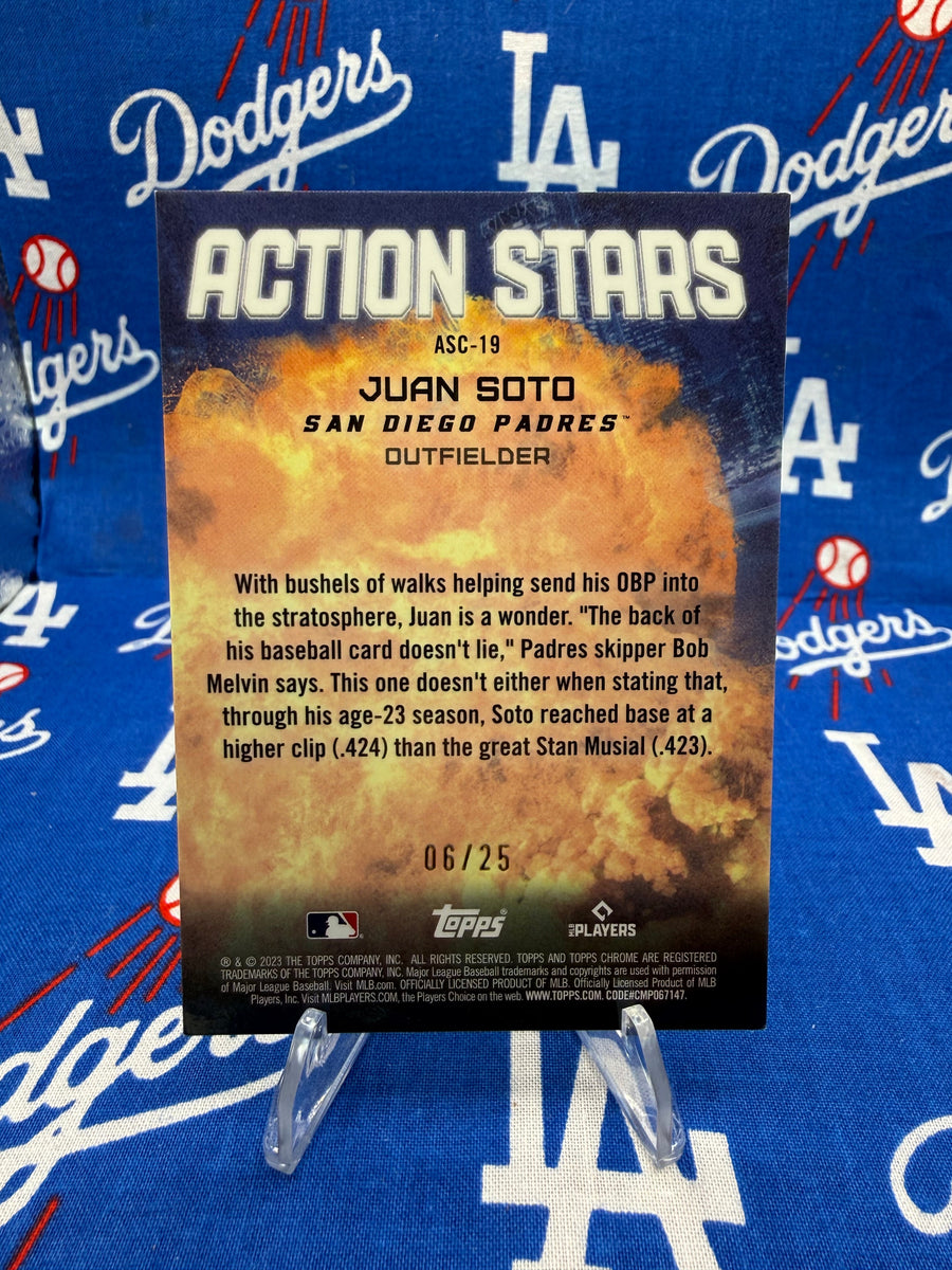2023 Topps Chrome Juan Soto Action Stars ASC-19 Orange Refractor #06/25 San Diego Padres