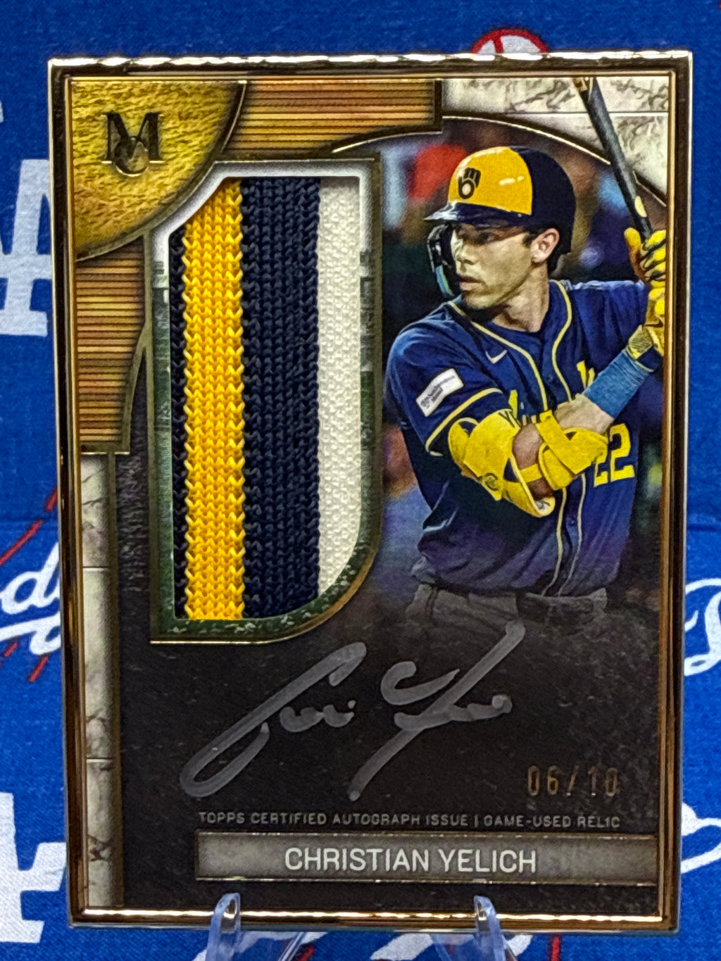 2025 Topps Museum Collection Christian Yelich Museum Framed Auto Patch MFAP-CY 06/10