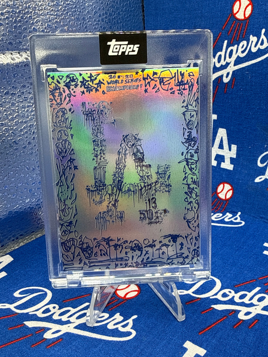 2020 Topps Presents Los Angeles Dodgers Team World Series Commemorative Rainbow Holo Card by Artist Gregory Siff