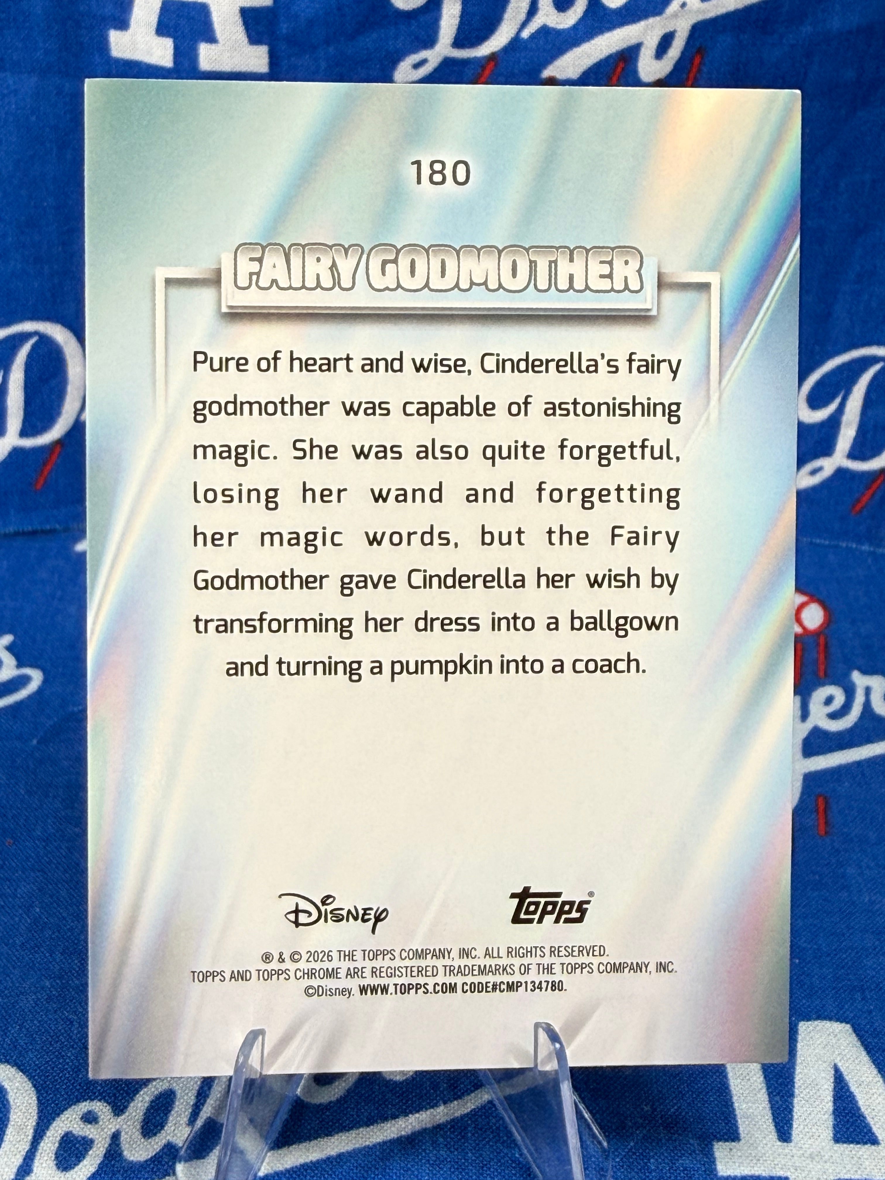 2026 Topps Chrome Disney Fairy Godmother #180 Green Refractor Numbered 169/199 Cinderella