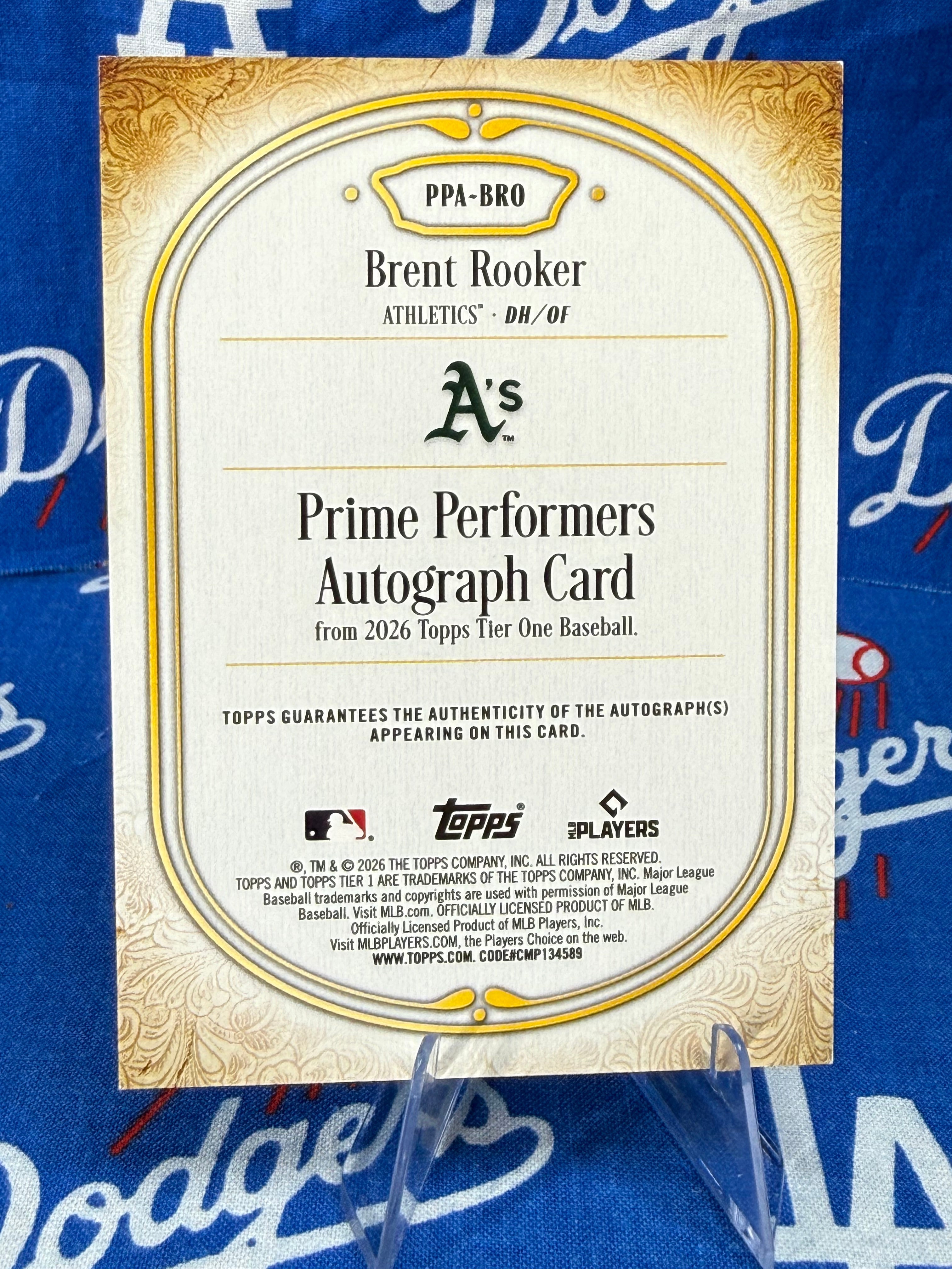 2026 Topps Tier One Brent Rooker Prime Performers Auto #PPA-BRO Numbered 20/49 Athletics