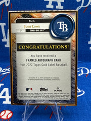 2022 Topps Gold Label Josh Lowe Framed Autograph RC #FA-JL Tampa Bay Rays