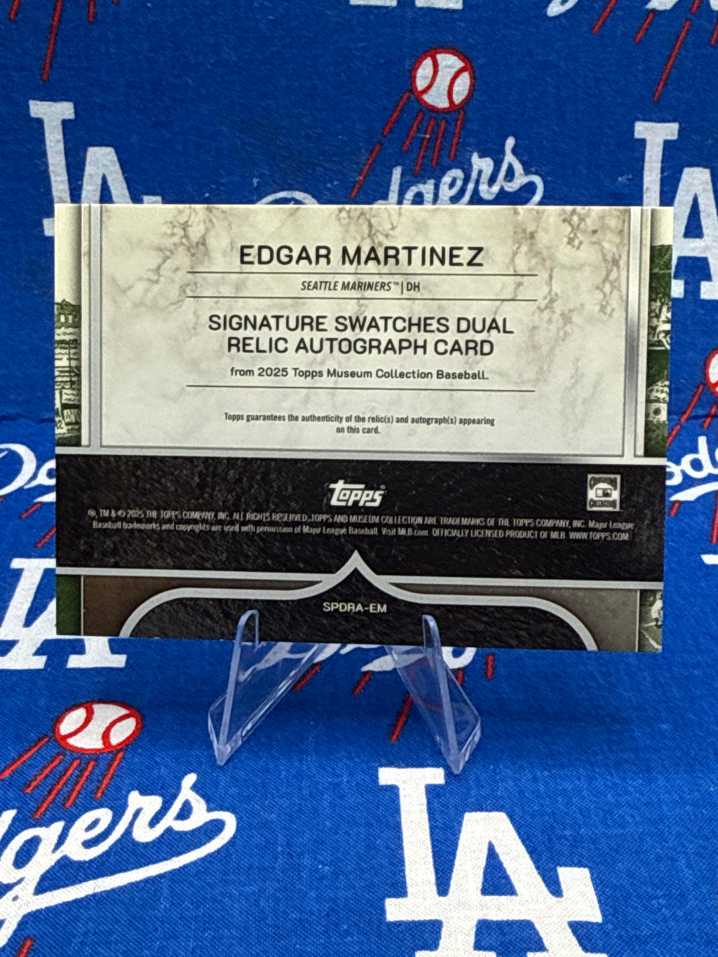 2025 Topps Museum Collection Edgar Martinez Signature Swatches Dual Relic Auto SPDRA-EM #01/50