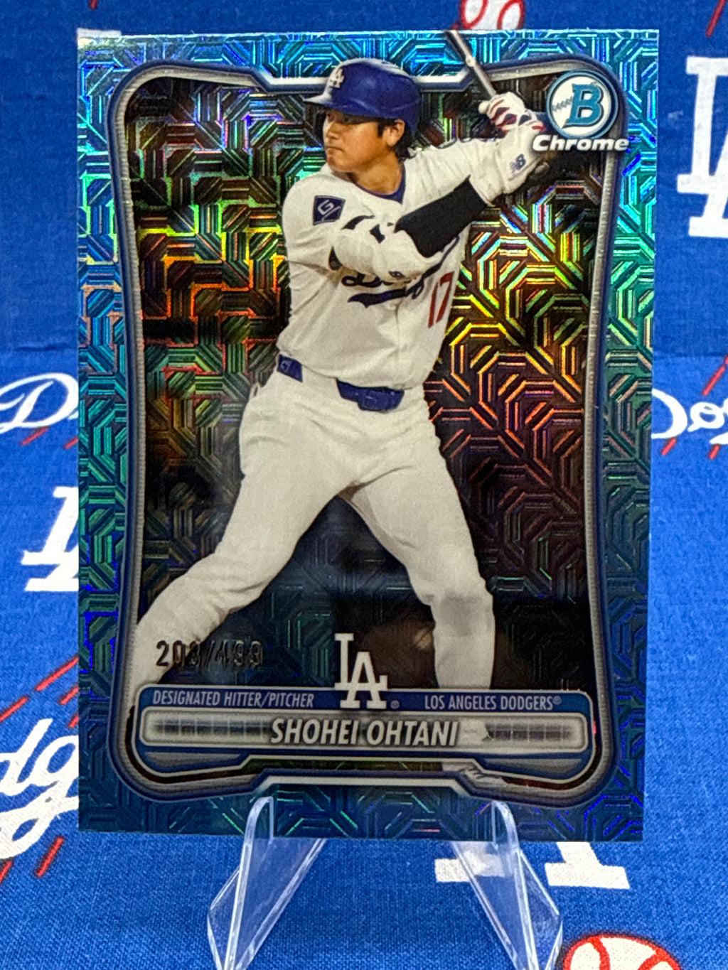 2025 Bowman Chrome Shohei Ohtani #52 Mojo Refractor Parallel Numbered 203/499 Los Angeles Dodgers Raw