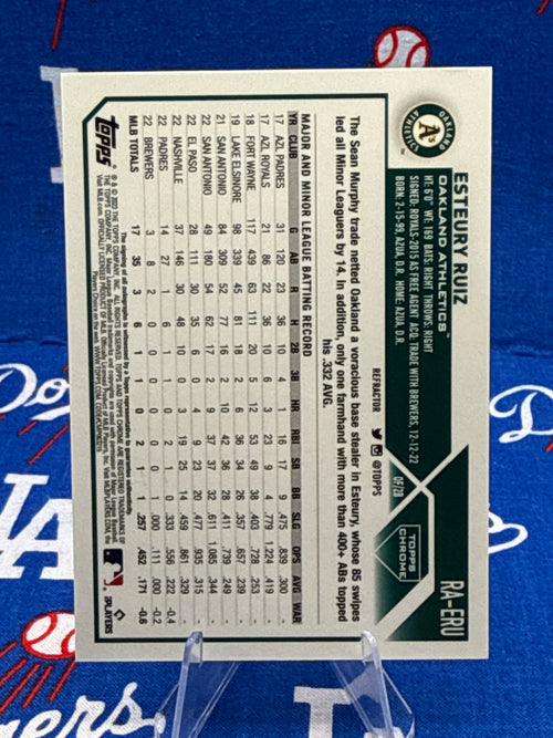 2023 Topps Chrome Esteury Ruiz RC Auto Refractor #RA-ERU Numbered 371/499 Oakland Athletics Raw