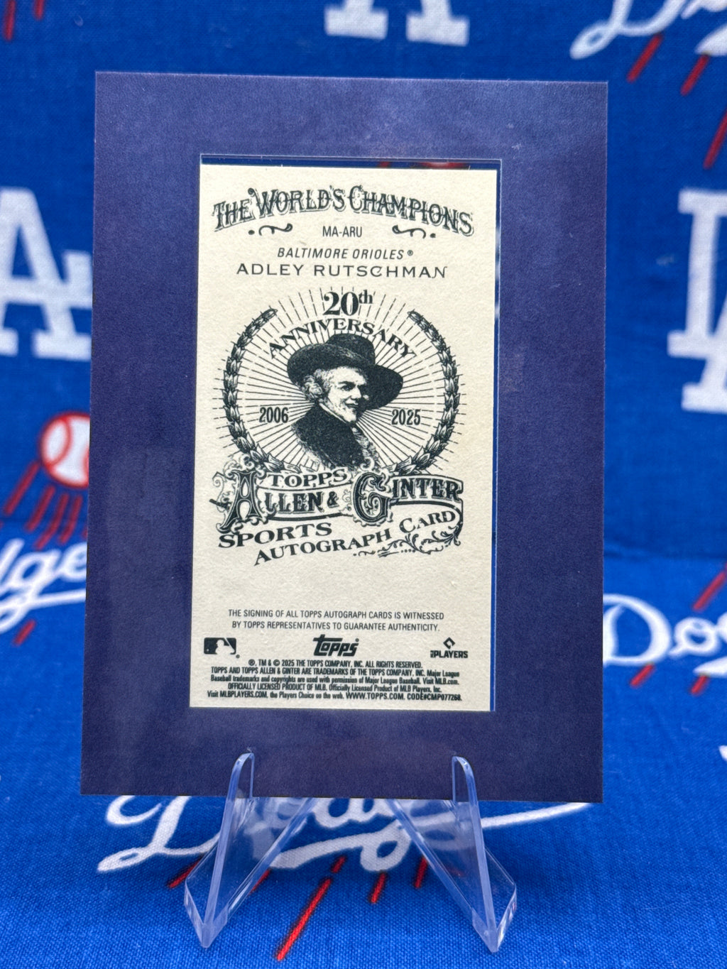 2025 Topps Allen & Ginter Adley Rutschman Mini Autograph #MA-ARU /99 20th Anniversary Baltimore Orioles